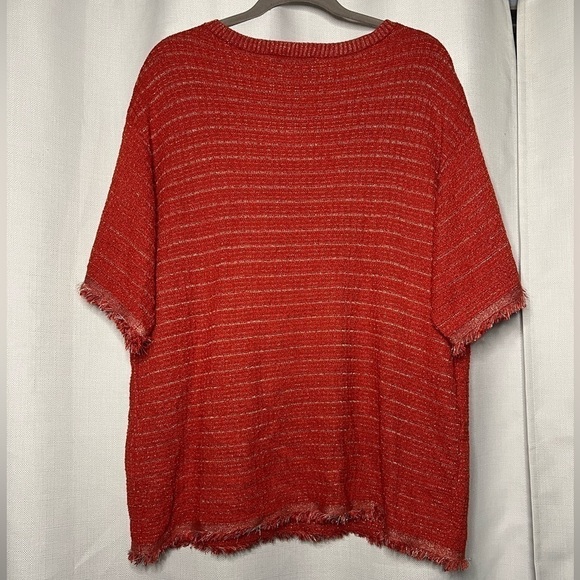 Zara Orange Metallic Oversized Knit Shirt Small - Picture 5 of 11